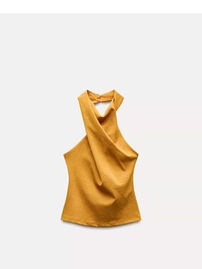 Zara Mustard Twist Halter Top